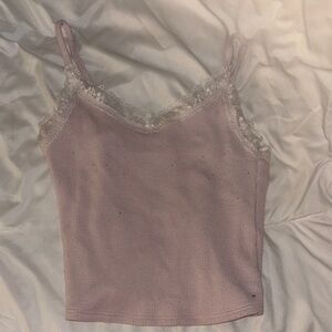 Light Pink Gilly Hicks Lace Tank, Spaghetti Straps